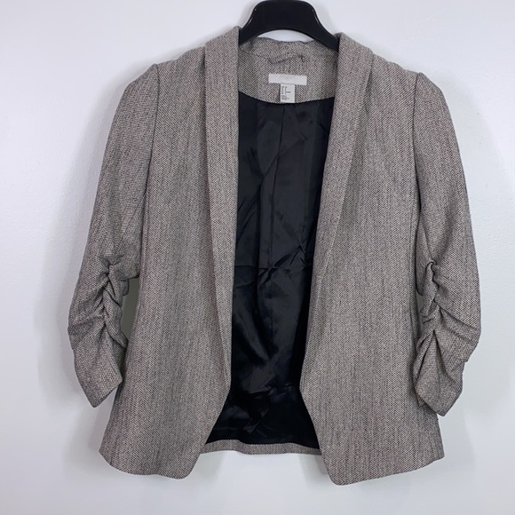 H&M patterned fitted open 3/4 sleeve blazer size 8 - Picture 3 of 6